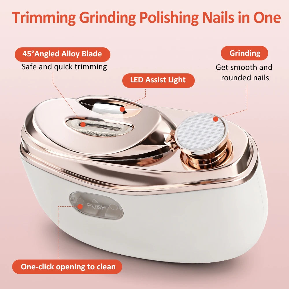 Automatic Electric Nail Trimmer & Nail Polishing With LED Light